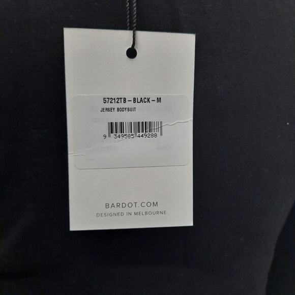 Bardot Bodysuit Top Womens Medium Black Long Sleeve Cut Out Stretch Jersey - Picture 8 of 13